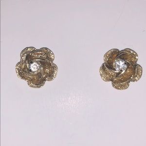 Betsey Johnson Gold Rose Studs